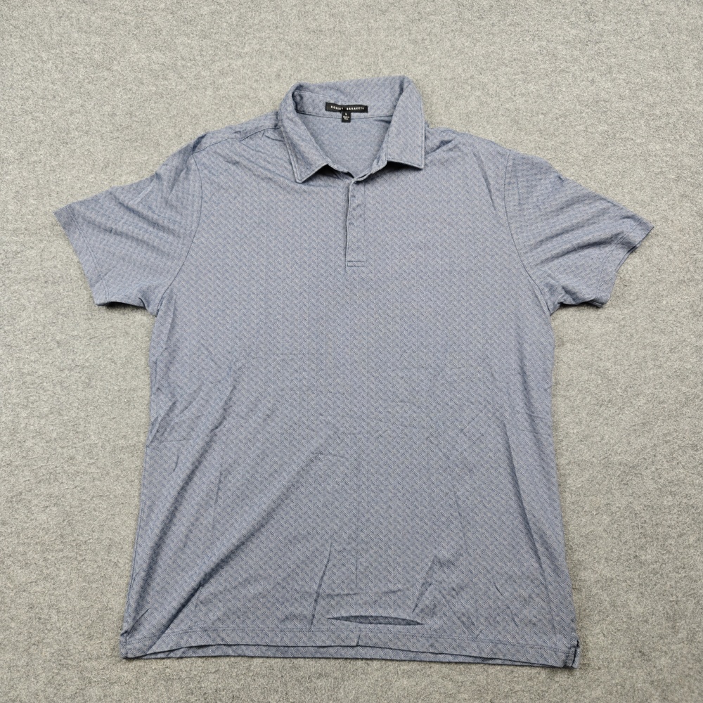 Robert Barakett Polo Shirt Mens Large Blue Burley SS Cover Placket Polo